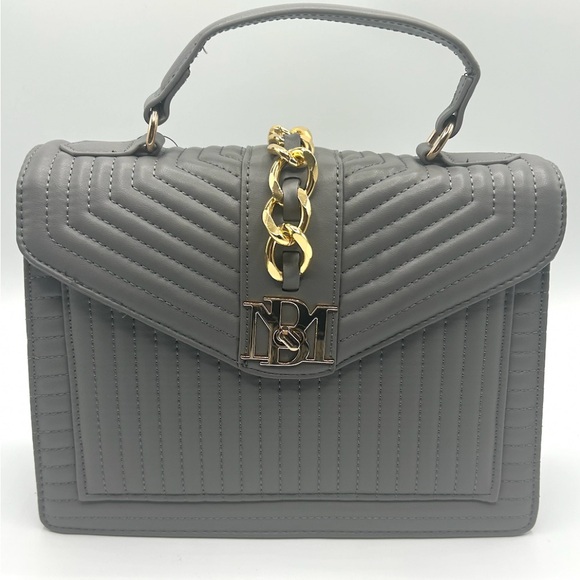 Badgley Mischka Handbags - New Badgley Mischka Grey Quilted Satchel with Gold Studs @ detachable straps